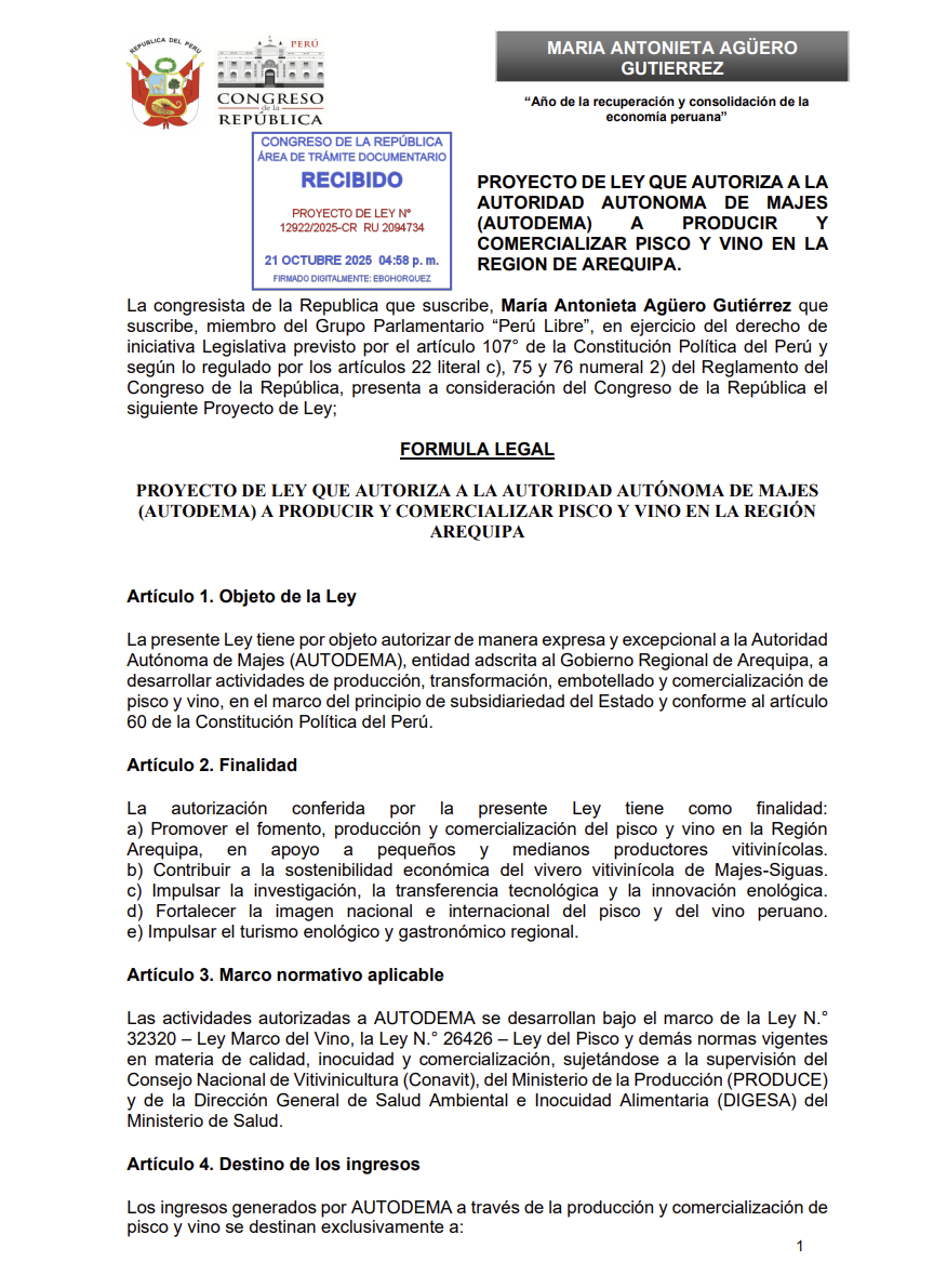 Captura del Proyecto de Ley N.° 12922/2025-CR